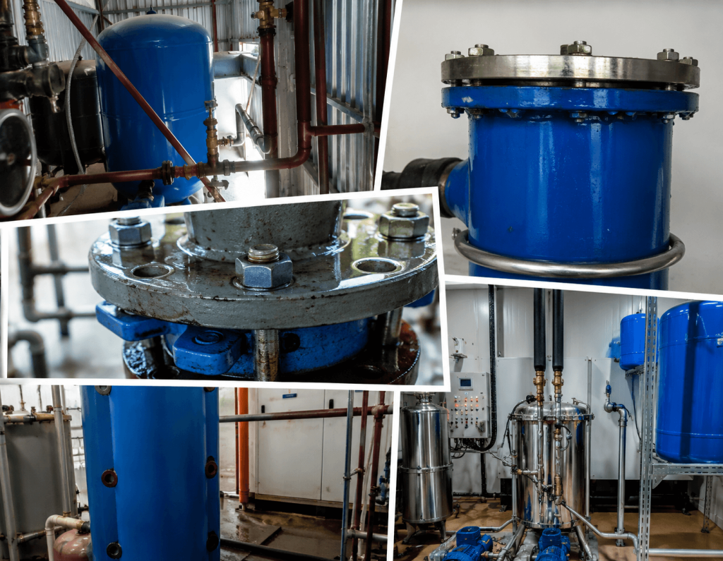 Βιομηχανική ψύξη και υδραυλικά δίκτυα HVAC-R με δεξαμενές αδρανείας, σωληνώσεις και μηχανολογικές εγκαταστάσεις ψύξης